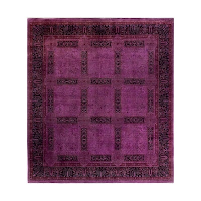 Overton Hand Knotted Wool Vintage Inspired Modern Contemporary Overdyed Pink Area Rug - 10' 3" x 11' 3"