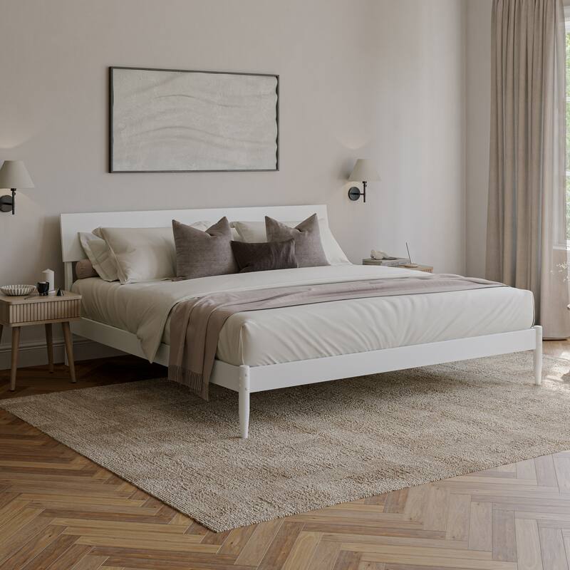 Bradford Platform Bed with Adjustable Headboard - King - White