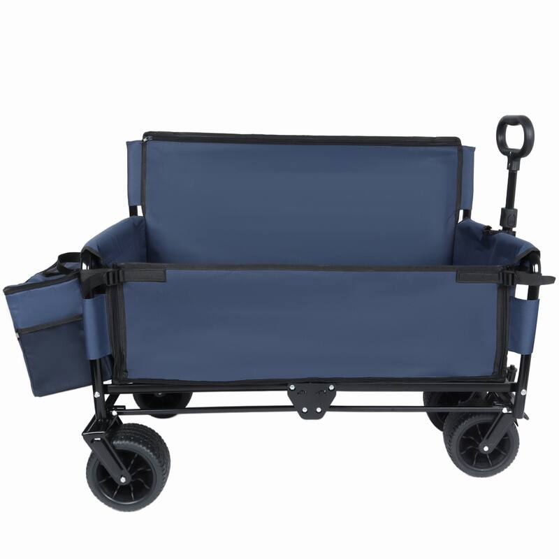 3-in-1 Folding Wagon Cart with Bench Seat & Storage, patent protection- Includes 1 ice pack, 500lbs Heavy-Duty