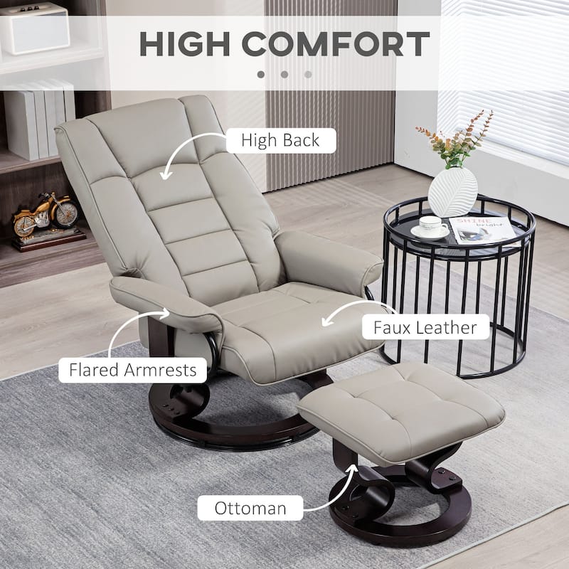 Swivel Recliner Chair and Ottoman - Gray