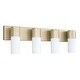 preview thumbnail 1 of 4, Sutton 4-light Soft Gold Bath/ Vanity Fixture w/ Soft White Glass