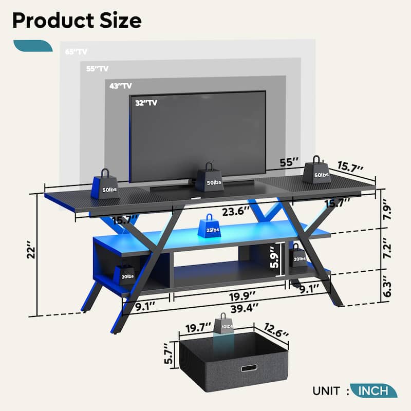 55 inch LED TV Stand for TVs up to 65 inch Media Console Entertainment Center with Drawer