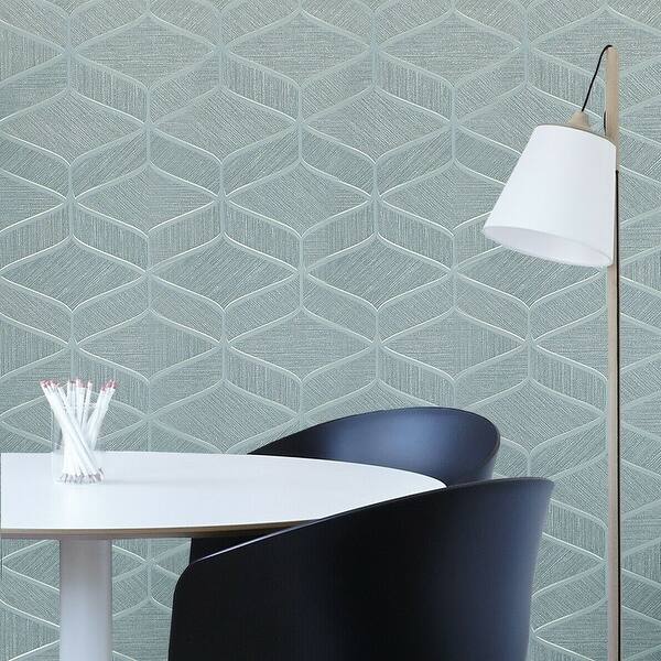 Shop Black Friday Deals On Teal Green Gold Metallic Faux Fabric Geometric Wallpaper On Sale Overstock 32028453