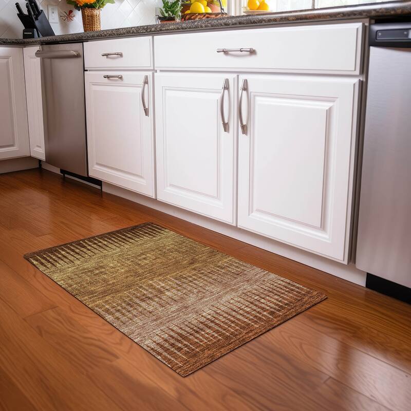 Premium Washable Super Soft Modern Spikes Mayfield Rug - Paprika - 1'8" x 2'6"