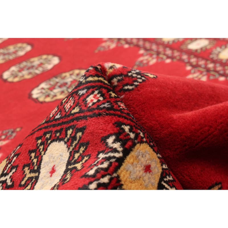 ECARPETGALLERY Hand-knotted Finest Peshawar Bokhara Red Wool Rug - 2'9 x 9'10