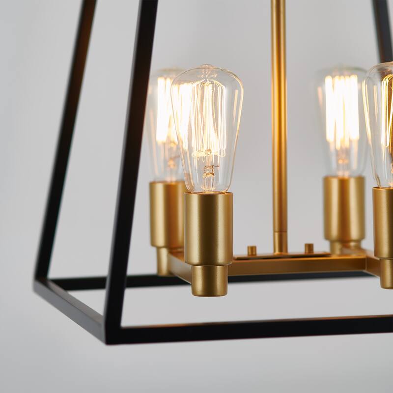 Artika Carter Square Chandelier 15 inch (without bulbs), Black and Gold