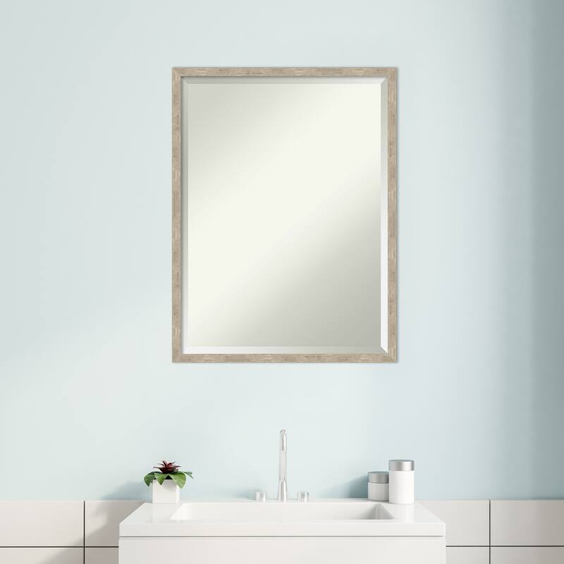 Imprint Beveled Wood Framed Bathroom Vanity Wall Mirror