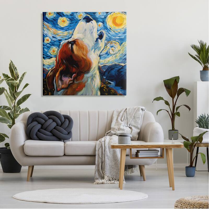 Stupell Howling Dog Classic Painting Canvas Wall Art Design by CR Townsend