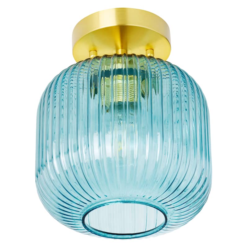 Ignace River of Goods Brushed Gold Metal 10.25-Inch Ceiling Light with Frosted White Glass Globe Shade