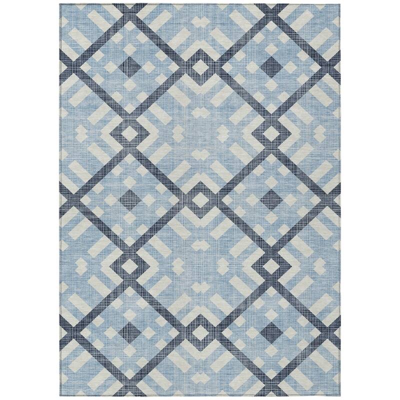 Machine Washable Indoor/ Outdoor Chantille Contemporary Trellis Rug