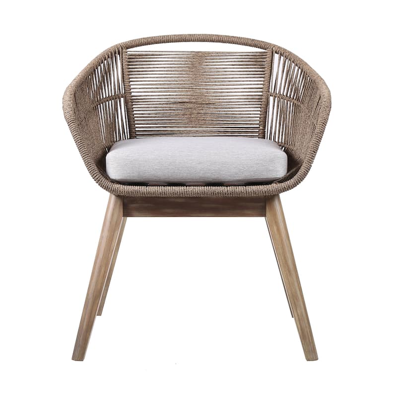Tutti Frutti Eucalyptus Wood and Rope Outdoor Patio Dining Chair with Cushion - Gray