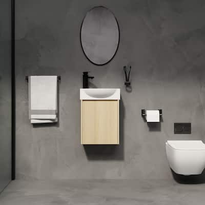 16 in. W Single Sink Freestanding Bath Vanity with White Resin Top