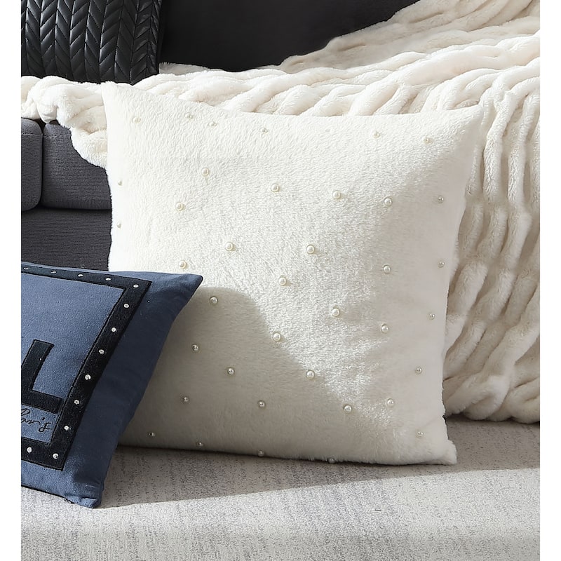 KARL LAGERFELD PARIS Faux Fur Pearl Decorative Pillow - Bed Bath ...