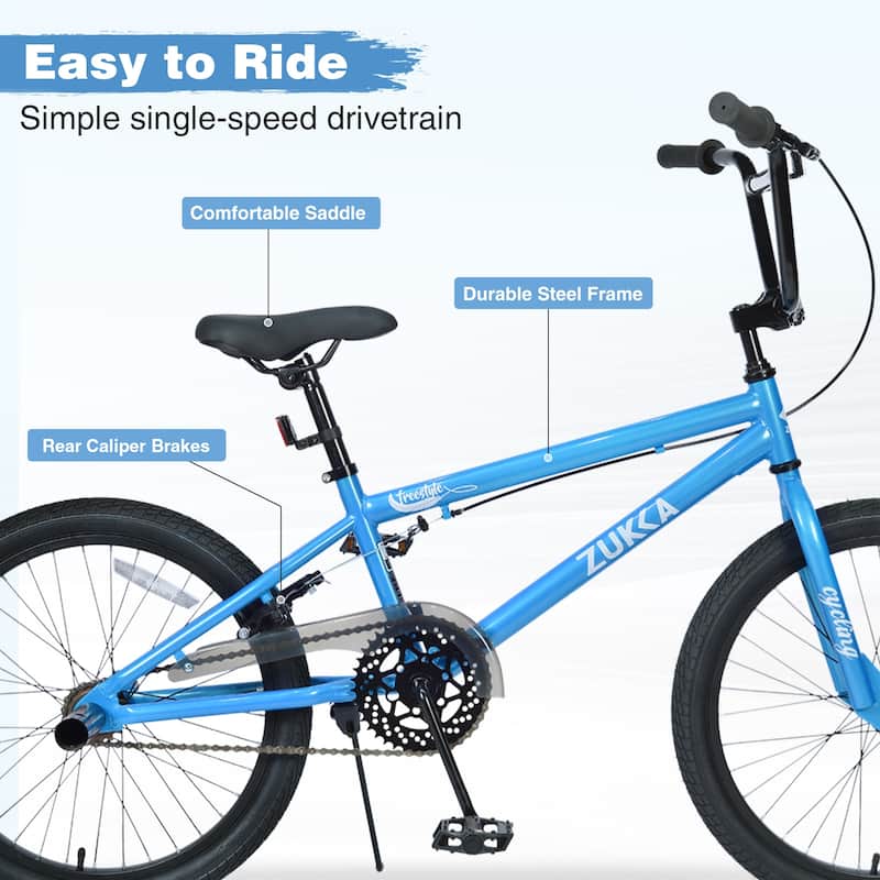 Freestyle Kids Bike 20 Inch Single Speed Children's Bicycle for Boys Girls Age 7+ Years