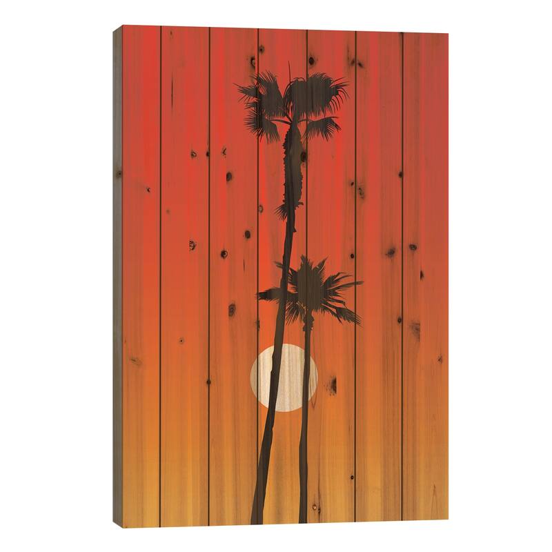 Paradiso - Orange Print On Wood by Kubistika - Multi-Color - 26x18x1.5