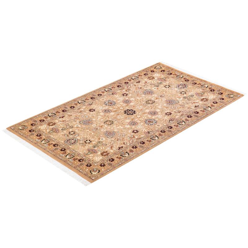 Overton Hand Knotted Wool Vintage Inspired Traditional Mogul Beige Area Rug - 3 x 5