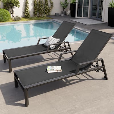 Outdoor Chaise Lounges Patio Lounge Chairs Aluminum with Adjustable Back and Wheels - See Picture