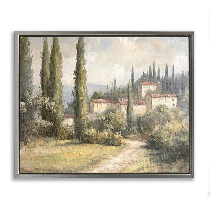 Stupell Villa Hidden in Trees Framed Floater Canvas Wall Art Design By Petal Prints Design - 21 x 17 - Grey