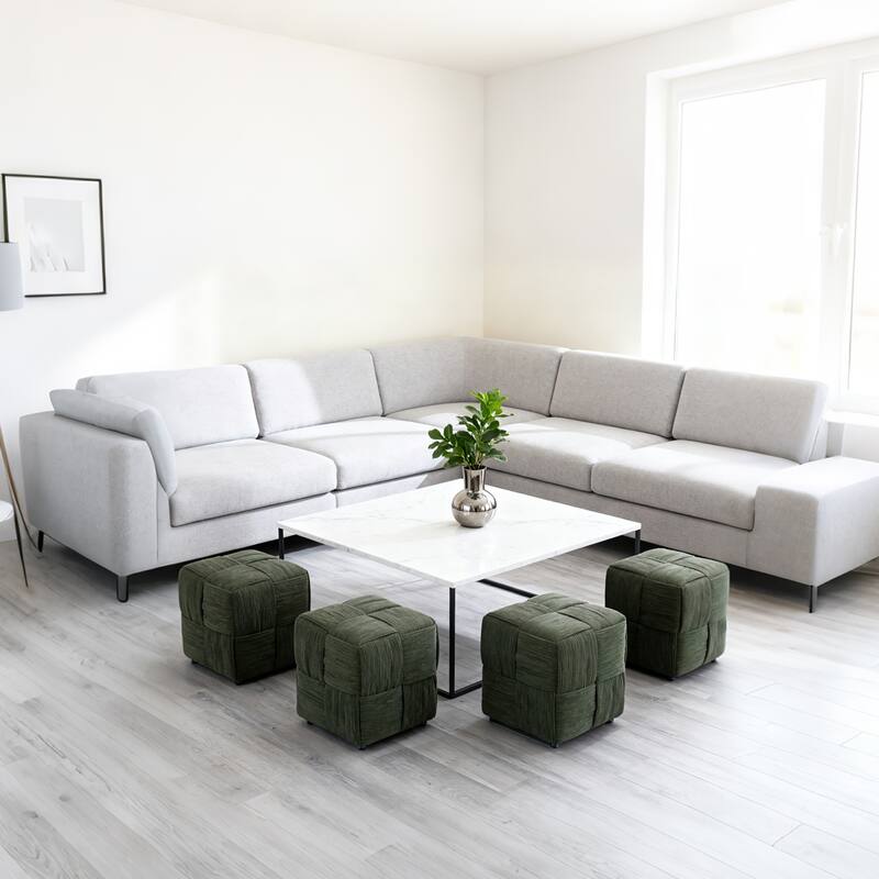 Ottoman Foot Rest Soft and Comfortable Ottoman Square Corduroy Woven Design Sofa Stool