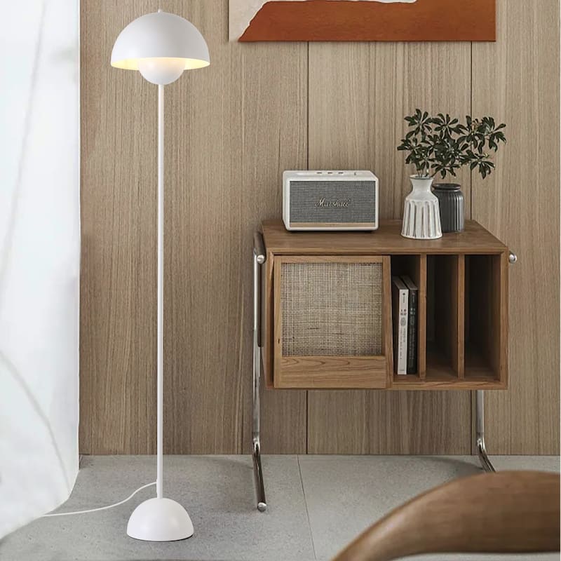 Industrial Metal Shade White/Black/Gold Floor Lamp with Foot Switch Modern Tall Standing Lamp for Living Room