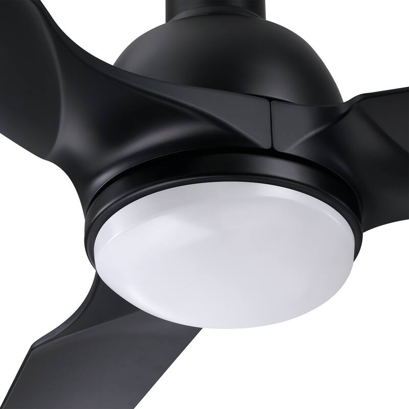52" Black ABS 3-Blade Modern Dimmable LED Ceiling Fan with Remote