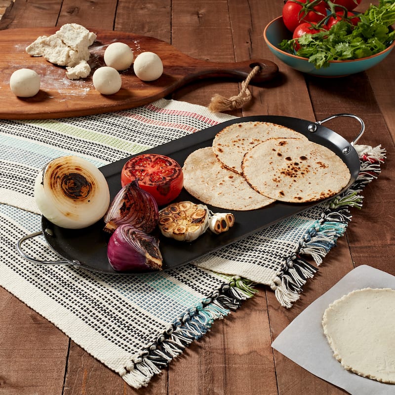 Infuse 15.75-inch x 7.75-inch Oval Carbon Steel Comal / Griddle