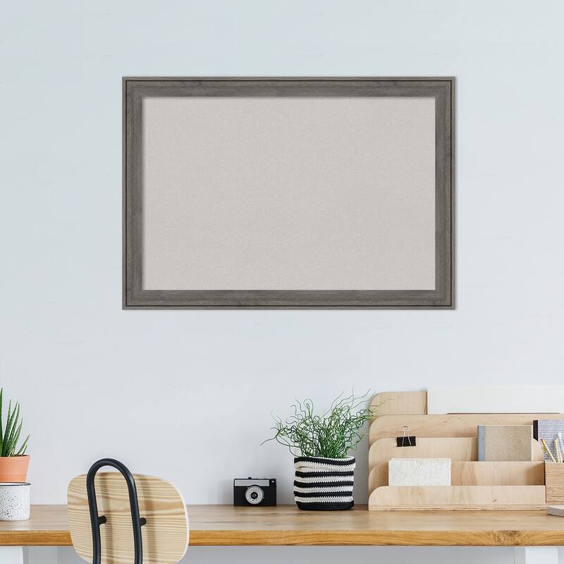 Regis Barnwood Grey Narrow Wood Framed Grey Corkboard Bulletin Board