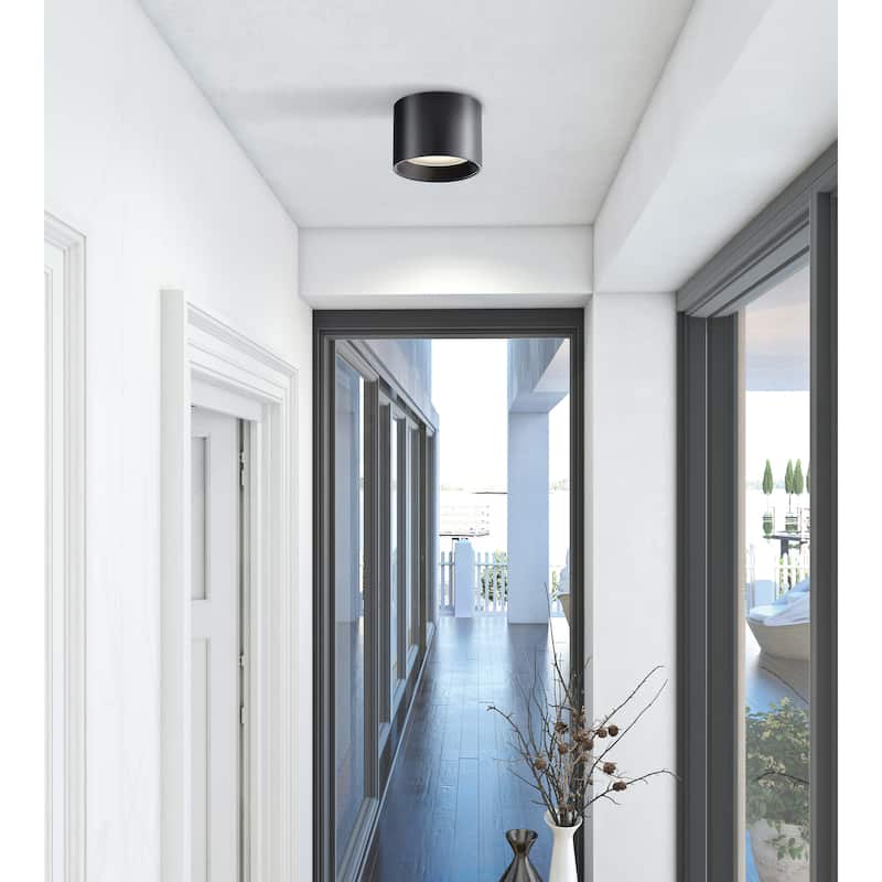 Reel 1-light Black LED Large Flush Mount