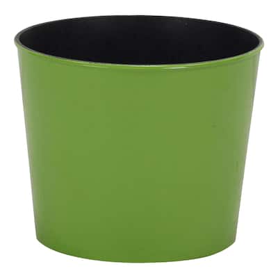 Cheungs Round, 7" lime green planter with a tapered body - 12x12x11
