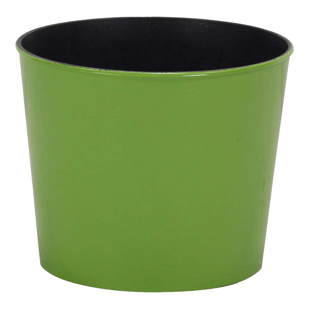 Cheungs Round, 7" lime green planter with a tapered body - 12x12x11