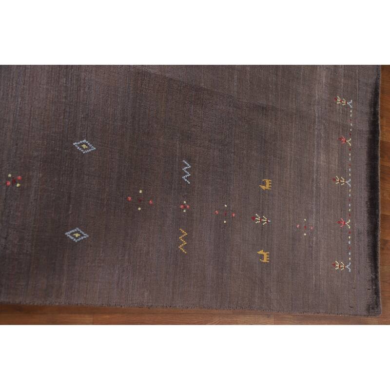 Brown Gabbeh Oriental Area Rug Handmade Wool Carpet - 8'1"x 9'10"