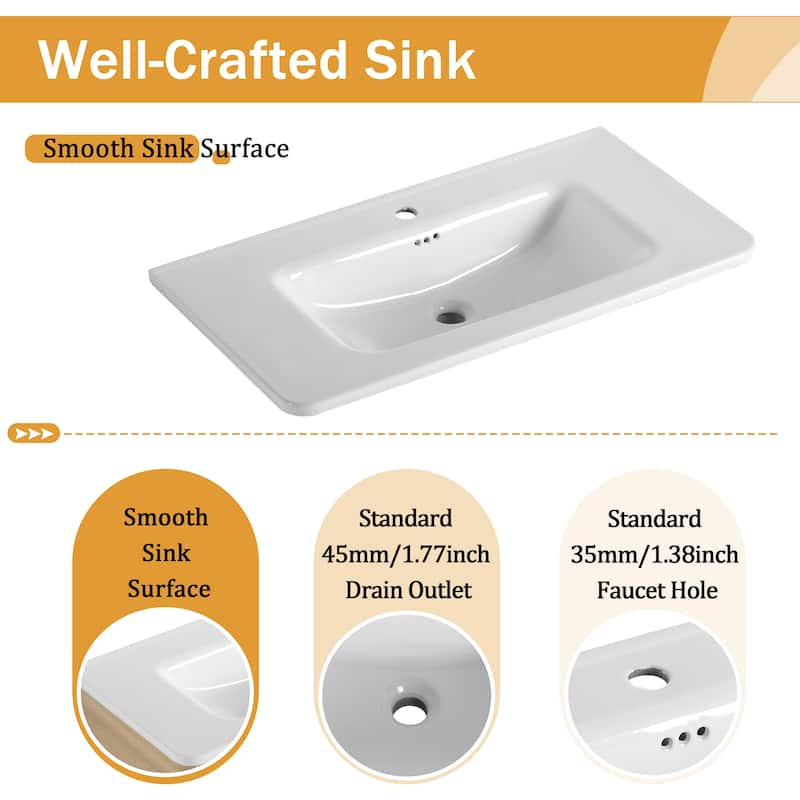 Malwee 36"/40" FreeStanding Bathroom Vanity with Sink, Floor Stand Bathroom Vanity with Soft Close Door and Adjustable Shelf