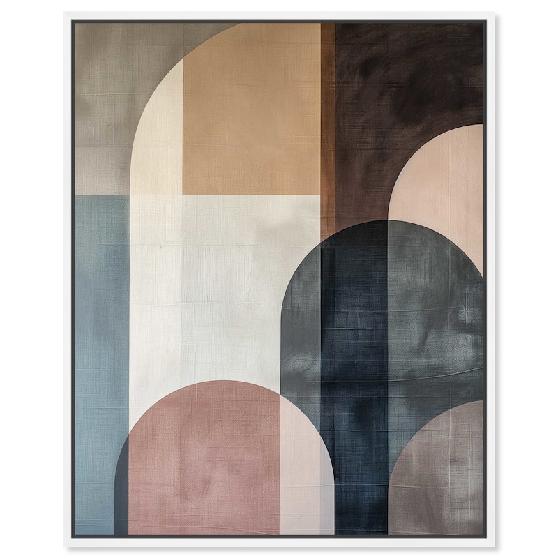 Art Remedy Lost In Transformation Framed Abstract Shapes 1 Piece Canvas Wall Art - 21 x 25 - White