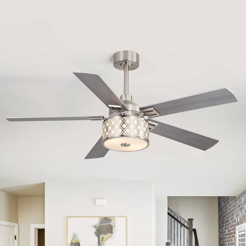 52" Reversible 5-Blade Caged Ceiling Fan with Light and Remote