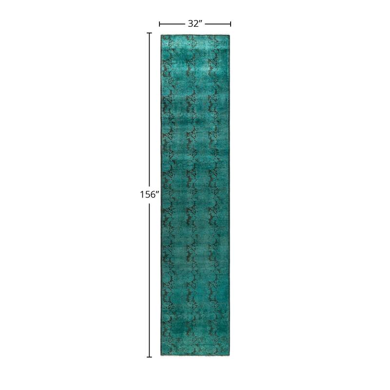 Contemporary Overdyed Wool Hand Knotted Runner - 2' 8" x 13' 0"