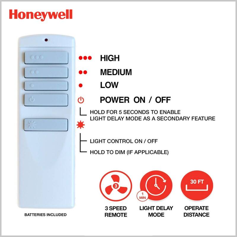 42" Honeywell Conifer Matte Black Outdoor Ceiling Fan with Light, Remote Control - 42 Inches