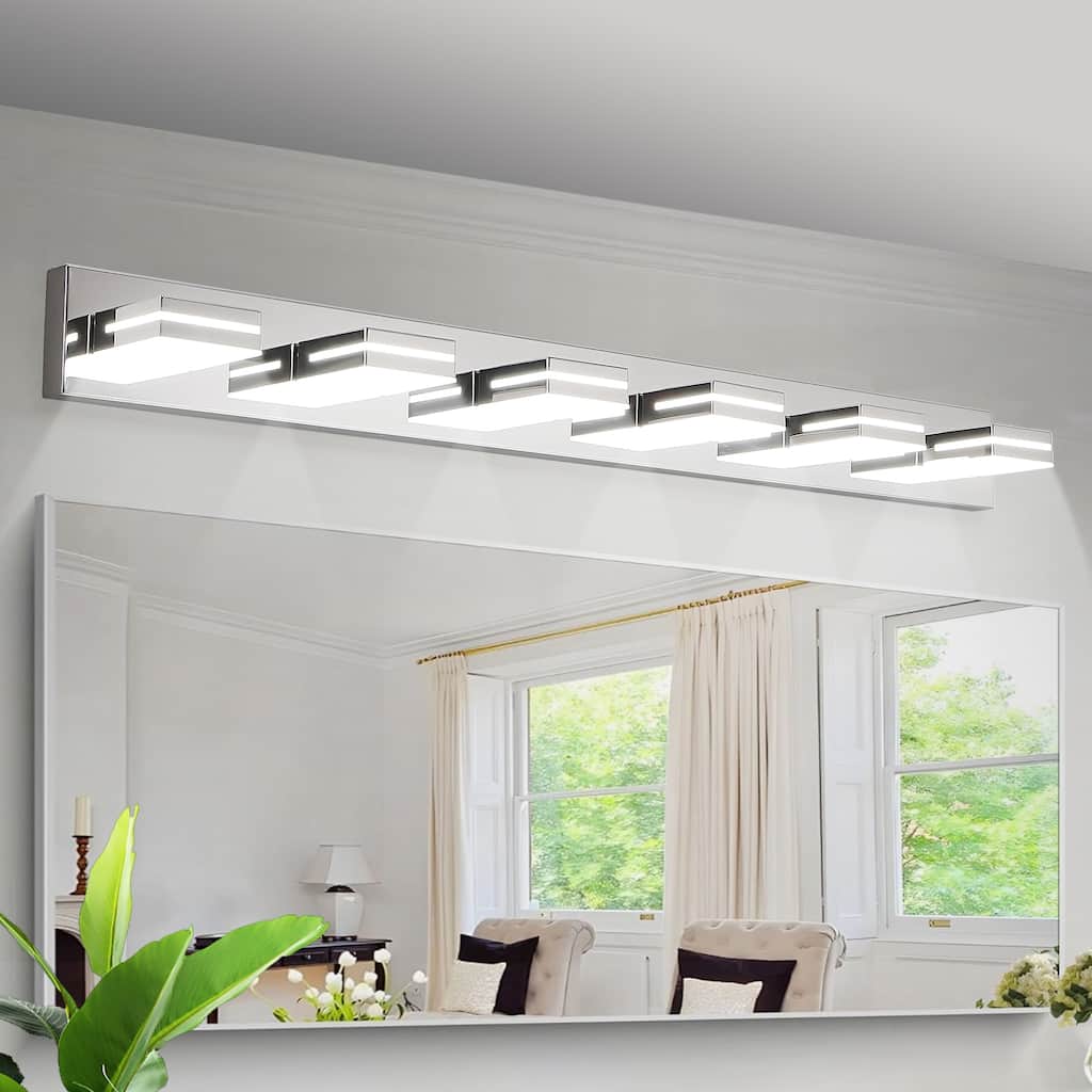 6-Light Chrome LED Vanity - Modern - Bathroom Mirror