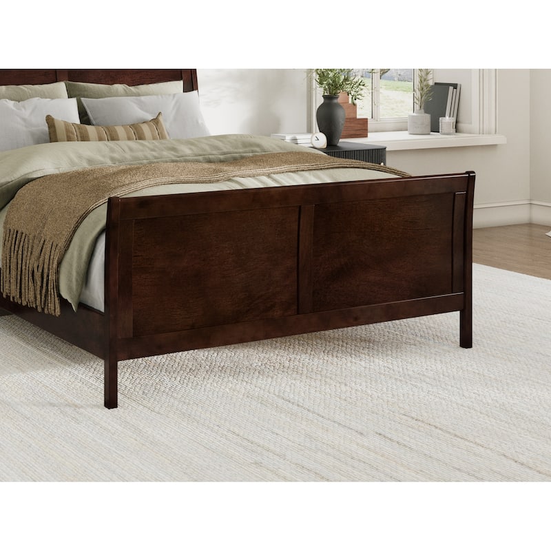 Valencia Solid Wood Low Profile Sleigh Platform Bed with Matching Footboard