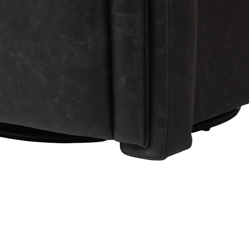 Leather Armchair Modern Swivel Upholstered Accent - 30" Black - 31.25"