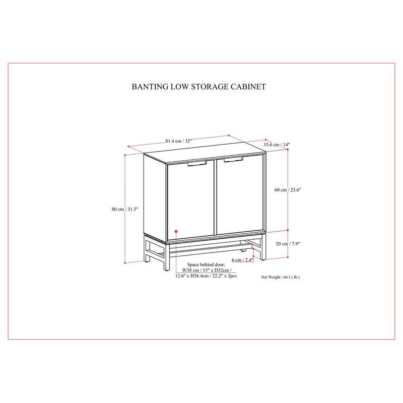 WYNDENHALL Devlin SOLID HARDWOOD 32 inch Wide Modern Low Storage Cabinet in Walnut Brown - 14" D x 32" W x 31.5" H
