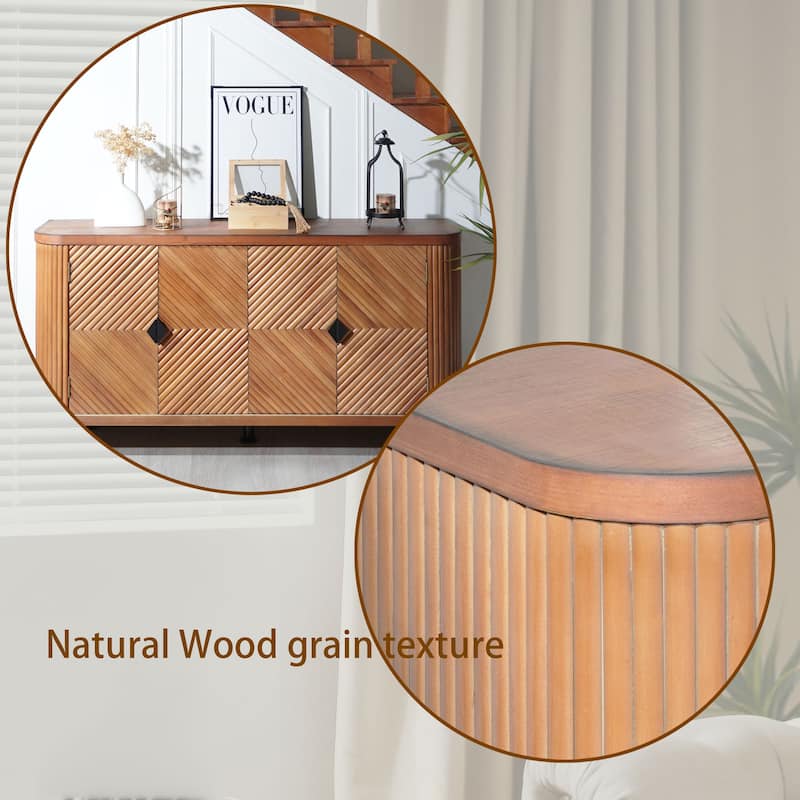 Accent Storage Cabinet Modern Buffet with Adjustable Shelves 4 Doors Hallway Entryway Living Room