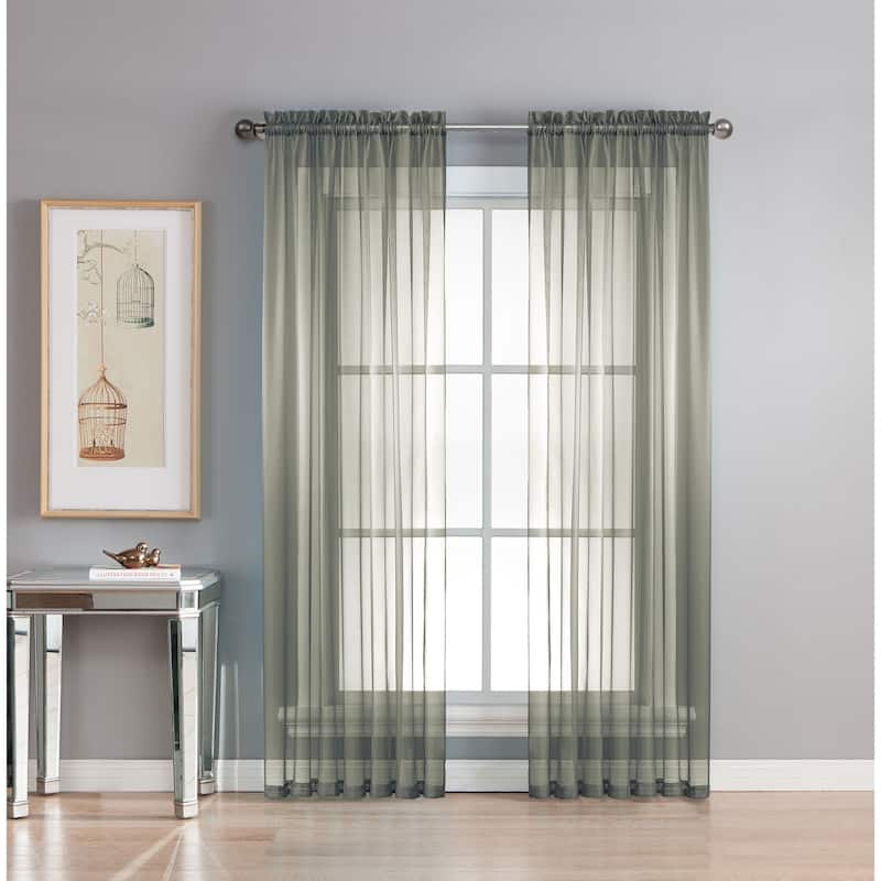 Window Elements Diamond Sheer Voile Extra Wide Curtains (Set of 2)