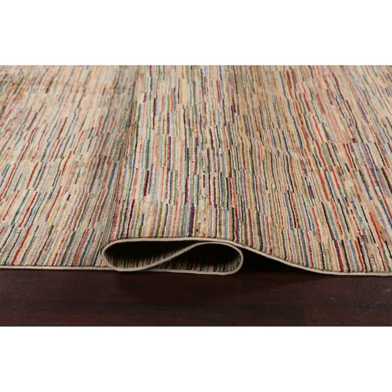 Stripe Abstract Gabbeh Kashkoli Oriental Area Rug Handmade Wool Carpet - 6'4" x 9'7"