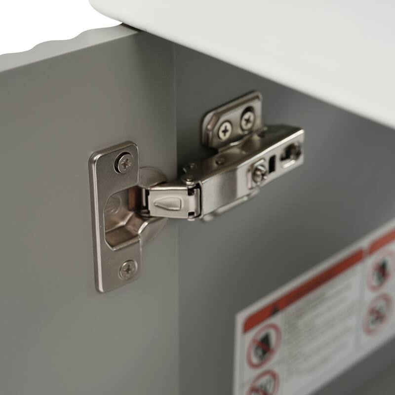 Roomfitters Modern 21.6" Floating Bathroom Vanity with Ceramic Sink, Soft-Close Door and Open Side Storage