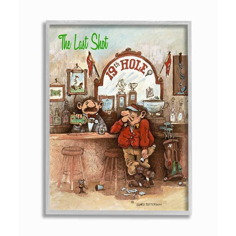 Stupell The Last Shot Funny Golf Cartoon Sports Design Framed Wall Art, Design By Artist Gary Patterson - 11 x 14 - Grey