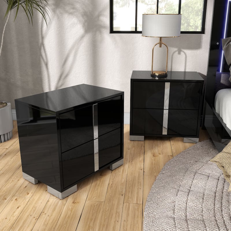 Furniture of America Erina Modern Glossy 3-Piece Panel Bedroom Set