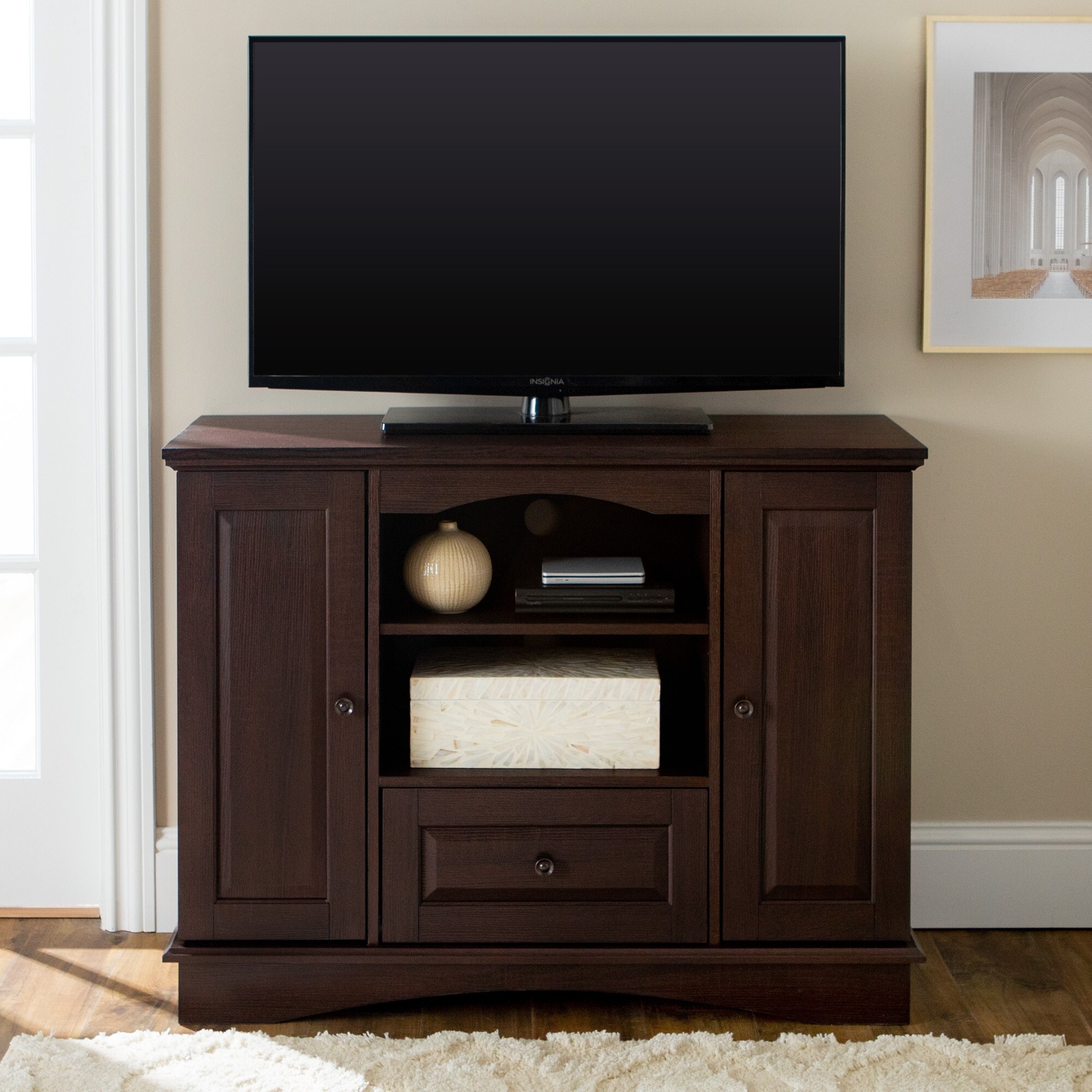 Angelina 42 Inch Espresso Highboy Tv Stand Console Overstock 12656612