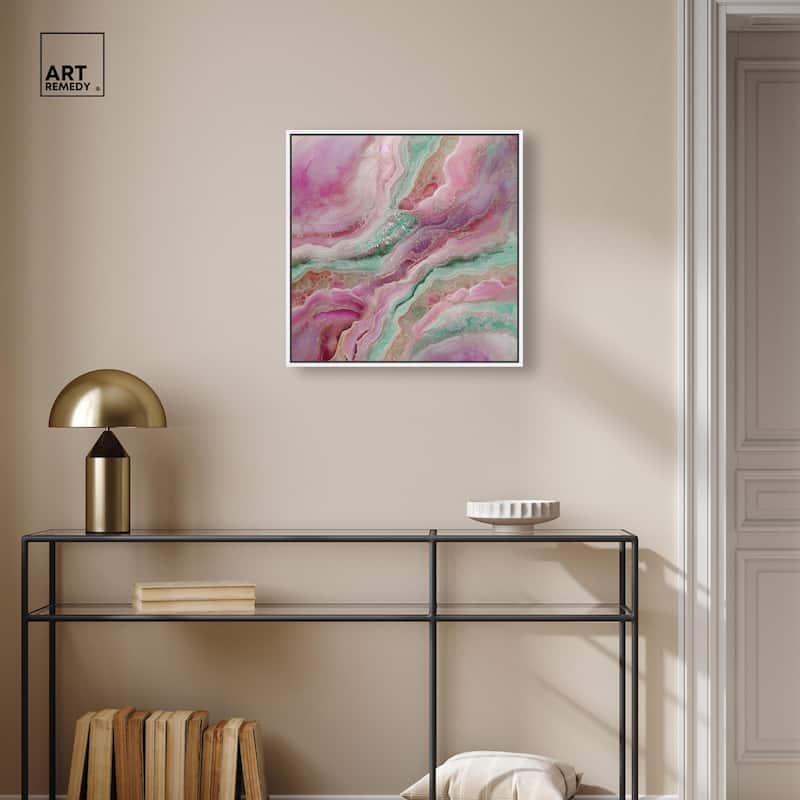 Pink and Mint Crystal IV Canvas by Art Remedy
