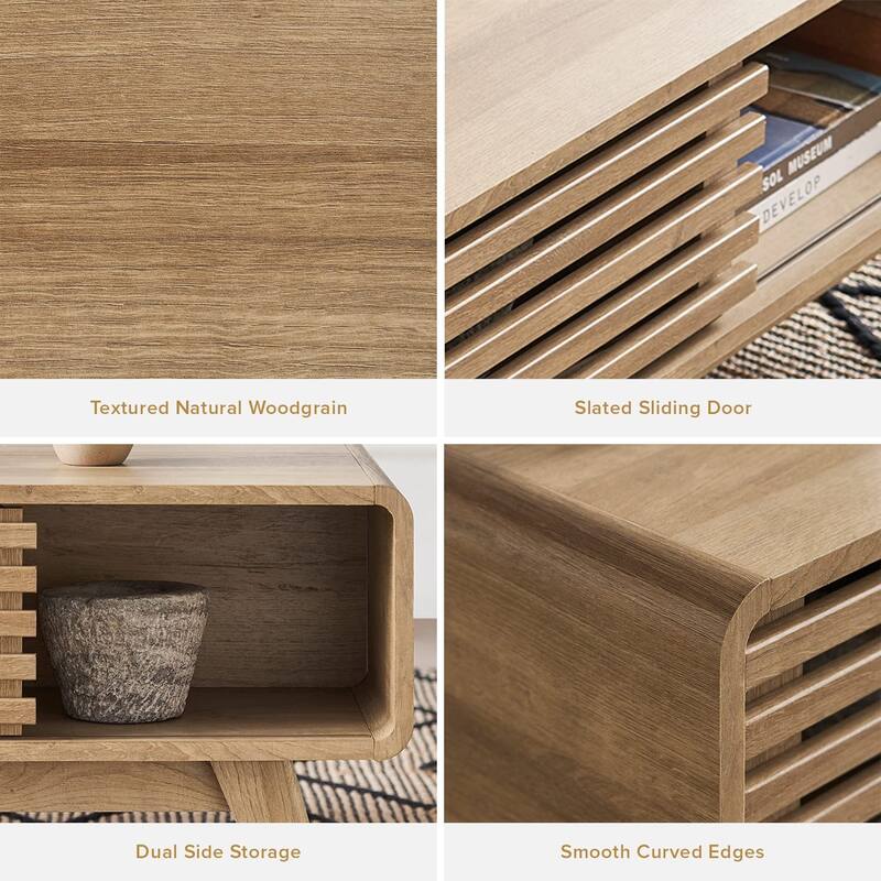 Mopio Ensley Mid-Century Modern Coffee Table with dual side storage, Centerpiece for your living room
