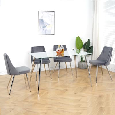 Velvet Dining Chairs Set of 4, Family Gatherings Grey Visitor Chair
